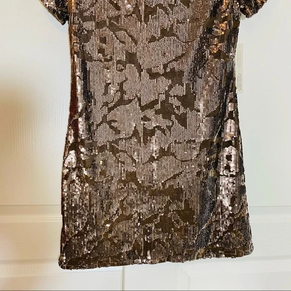 Anthropologie Sequin Mini Dress in Bronze - Picture 11 of 14